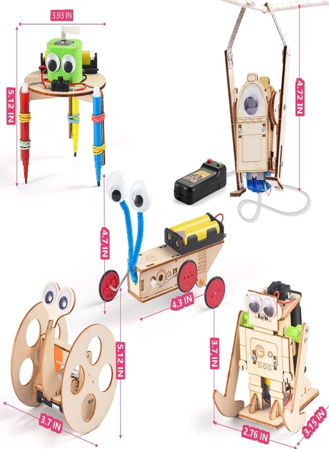Yutin 5-in-1 STEM Robot Kit for Kids Ages 8-10, Wood Building Art Crafts Kits for Boys 8-12, 3D Wooden Puzzles Robotics Models, Science Woodworking Projects Toys Birthday Gifts for 8 10 12 Year Old Girls - Image 2